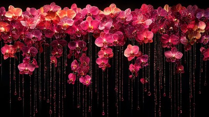 Vibrant orchid display floral exhibition nature indoor environment close-up view botanical beauty