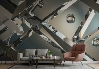 Luminous Matte reflections wallpaper Realistic 3D Geometric art