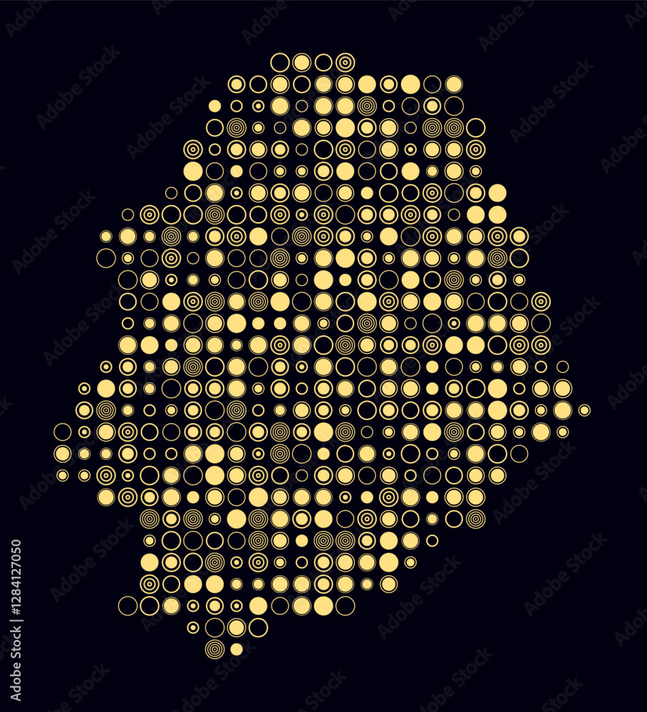 Poster niue, shape of the country build of colored cells. digital style map of the niue on dark background.