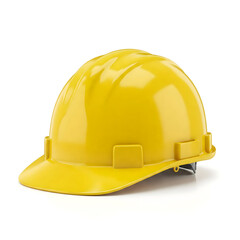 Yellow hard hat, short brim, vented design, essential safety equipment for construction, protective headgear