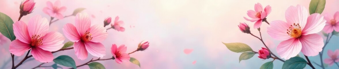 Obraz premium Abstract brushstroke background with pastel colors of blooming flowers, petals, soothing, spring