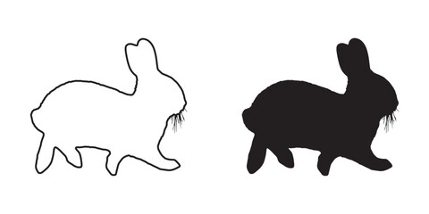 Rabbit Silhouette - Professional Stock Image - Monochrome Bunny Illustration - Rabbit Vector - Rabbit Icon
