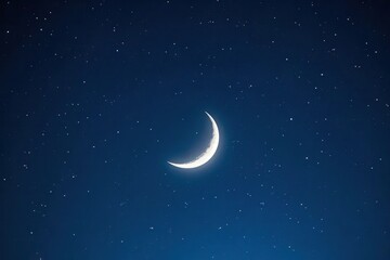 Naklejka premium Serene Crescent Moon and Starry Night Sky