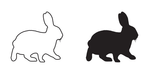 Rabbit Silhouette - Rabbit Vector - Rabbit Illustration - Minimalist Rabbit Outline - Rabbit Icon
