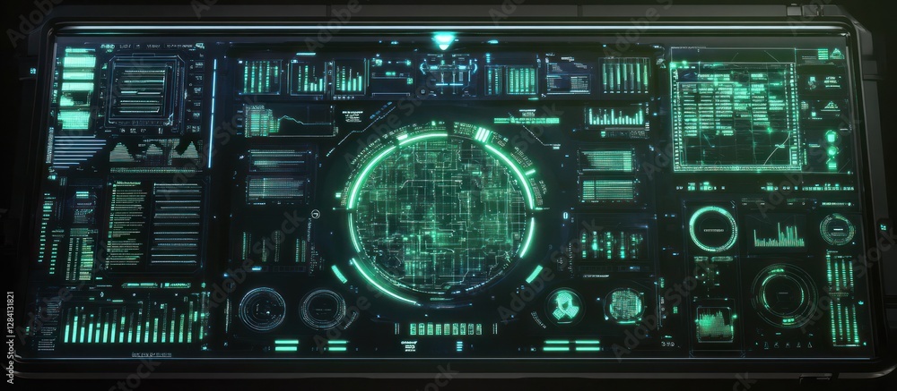 Poster futuristic technology interface: digital dashboard display