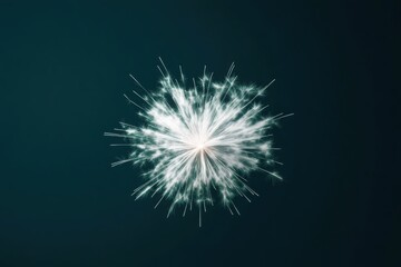 A highly detailed vector illustration of a green and white firework explosion, set against a dark navy blue background. 