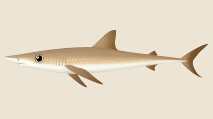 Naklejka premium Pixelated Shark Illustration in Neutral Tones with Visible Gills and Sharp Fins Against Plain Background