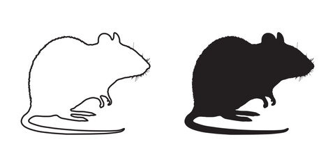 Rat Silhouette - Small Animal Illustration - Minimalist Rodent Art - Rat Vector - Rat Icon
