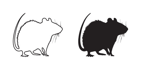 Rat Silhouette - Professional Stock Image - Monochrome Rat Illustration - Rat Vector - Rat Icon
