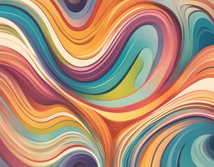 Obraz premium Abstract rainbow curved vertical background in trendy pastel mid century modern colors background
