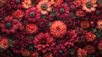 Naklejka premium Vibrant floral arrangement nature digital art colorful background close-up view beauty and elegance