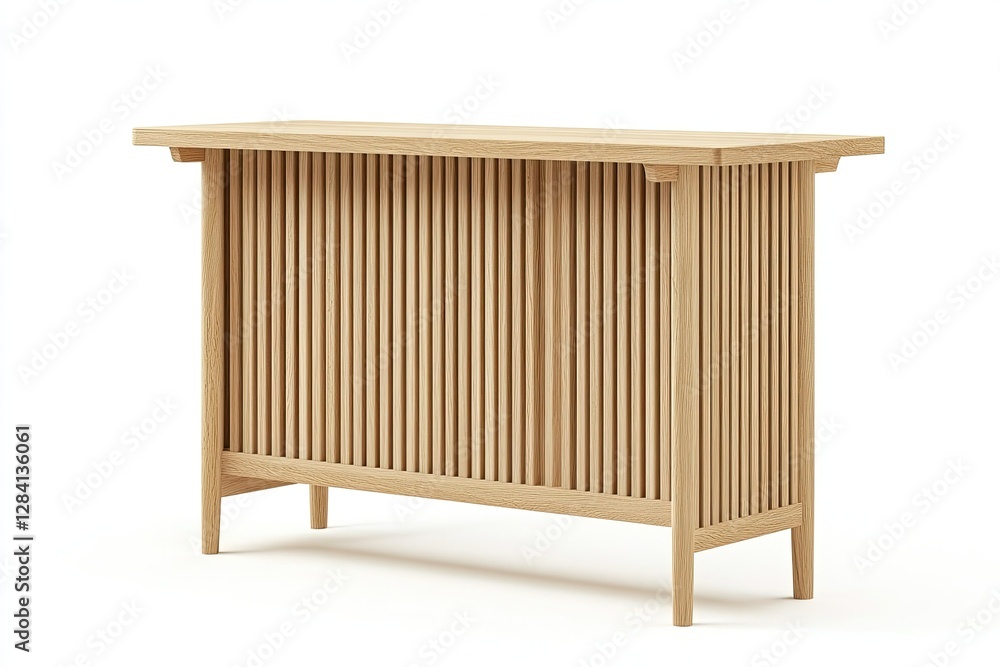 Poster scandinavian-style light ash wood bar counter with a clean-lined structure in minimalist design