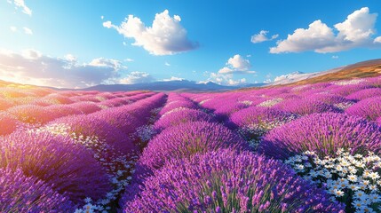 Obraz premium Lavender fields bloom provence nature photography vibrant landscape aerial view serenity and beauty