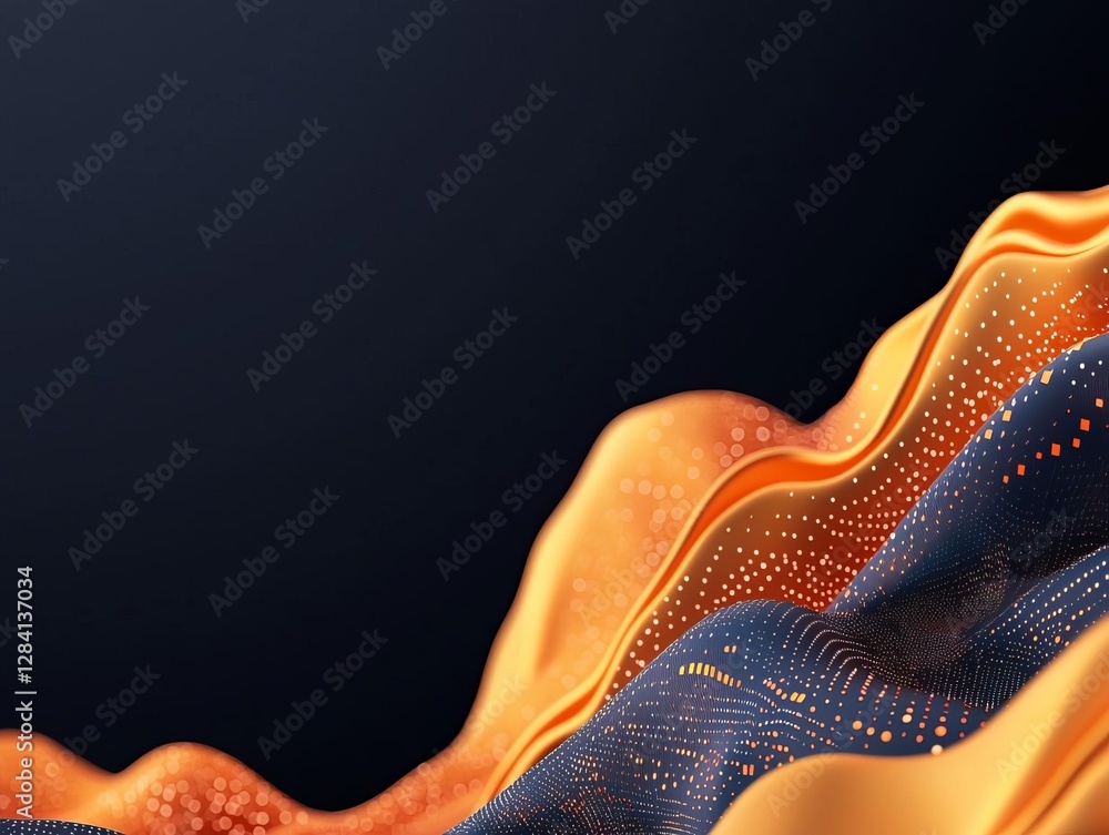 Poster vibrant flowing waves with orange and blue tones create a dynamic and modern visual.