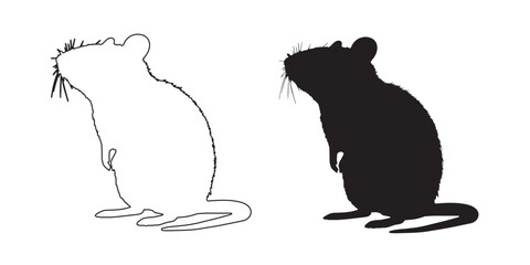 Rat Silhouette - Rat Vector - Rat Illustration - Minimalist Rat Outline - Rat Icon
