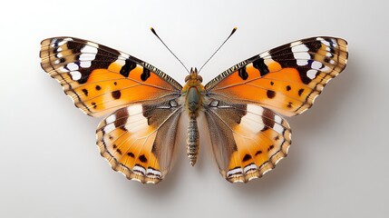 Naklejka premium Colorful Butterfly with Orange Wings Spread on Light Background