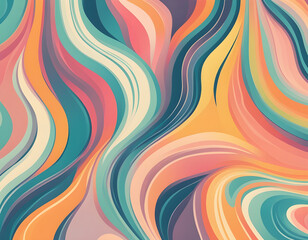 Obraz premium Abstract rainbow curved vertical background in trendy pastel mid century modern colors background