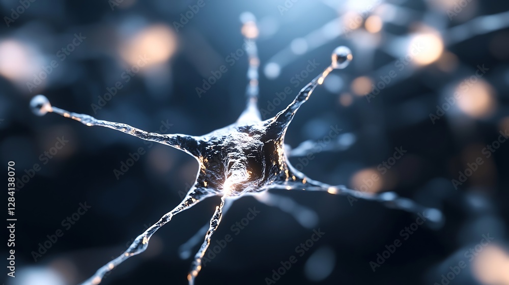 Poster Macro View of a Neuron with Dendrites in a Neurobiology Context : Generative AI