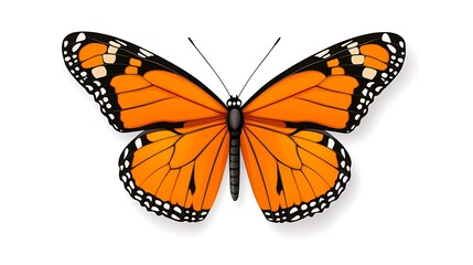 Obraz premium Vibrant Monarch Butterfly Illustration: Detailed Wing Design on White AI Generated