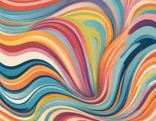 Abstract rainbow curved vertical background in trendy pastel mid century modern colors background