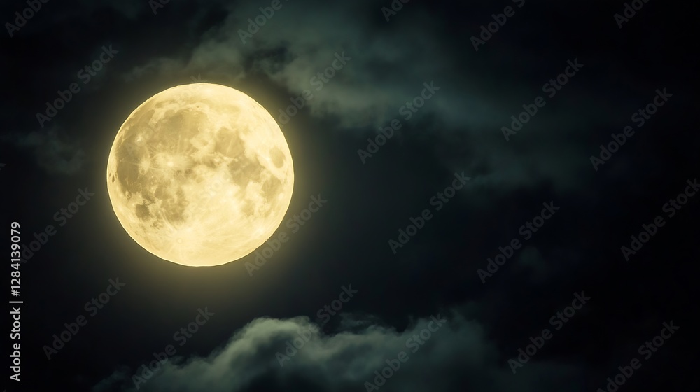 Aufkleber stunning full moon illuminates the night sky surrounded by dark clouds creating a mystical atmospher