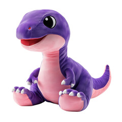 Vibrant purple T-Rex plush toy with an open-mouthed smile and soft texture. Perfect for kids, collectors, and dinosaur fans.