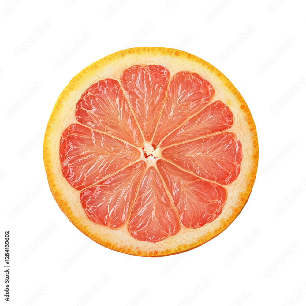 Poster halved grapefruit isolated on transparent background