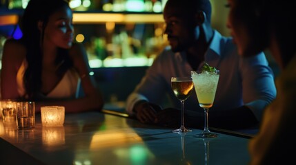 Moderate drinking at a boutique hotel bar, enjoying a craft cocktail. Featuring style and sophistication