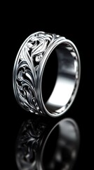 Elegant Silver Ring with Intricate Floral Design