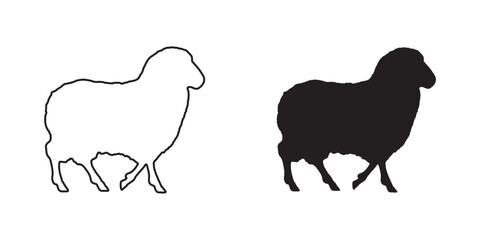 Sheep Silhouette - Abstract Woolly Farm Animal Design - Sheep Vector - Sheep Icon
