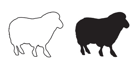 Sheep Silhouette - Premium Stock Farm Illustration - Unique and Eye-Catching Sheep Art - Sheep Vector - Sheep Icon
