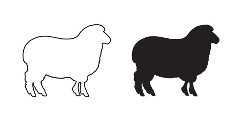 Sheep Silhouette - Hand-Drawn Woolly Animal Art - Sheep Vector - Sheep Icon
