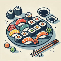 seafood, sushi, gourmet, fresh, delicious, rice, food, traditional, fish, japanese, cuisine, sashimi, maki, asian, tasty, culinary, healthy, salmon, roll, lunch, japan, seaweed, restaurant, dinner, as
