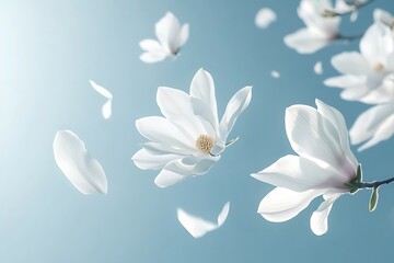 Delicate Magnolia Blossoms Dancing in the Spring Air