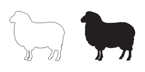 Sheep Silhouette - Monochrome Minimalist Farm Animal Art - Sheep Vector - Sheep Icon
