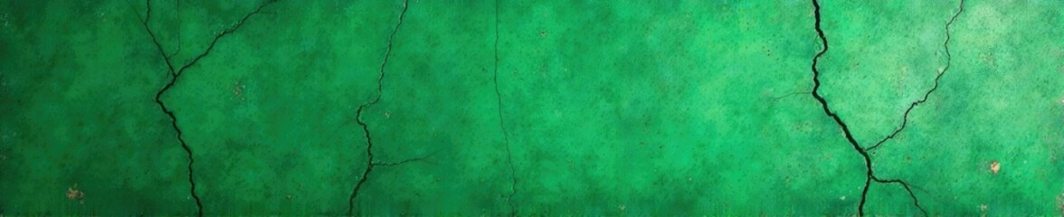 Distressed green concrete surfaces with cracks and peeling, aging process, cracked