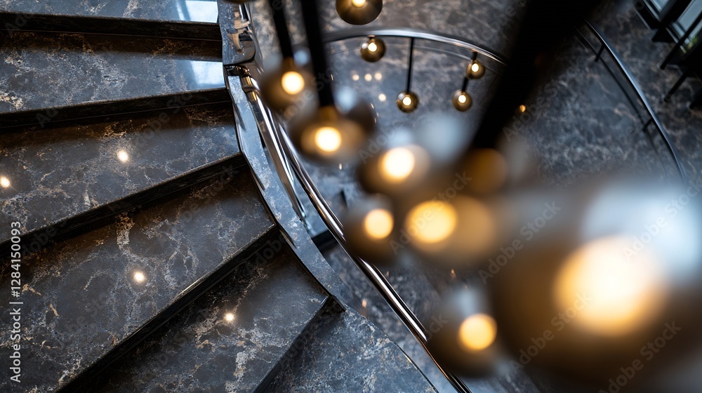 Poster elegant spiral staircase with modern lighting showcasing luxury and design elements : generative ai