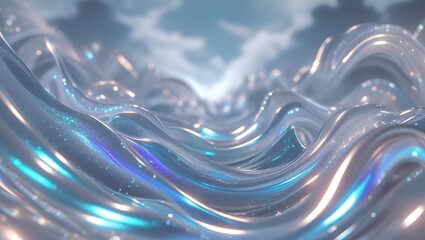 Abstract Iridescent Waves in Futuristic Design