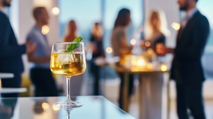 Moderate drinking at a chic cocktail party. Featuring elegance and sophistication