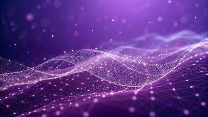 Futuristic Digital Waves with Glowing Particles in Purple