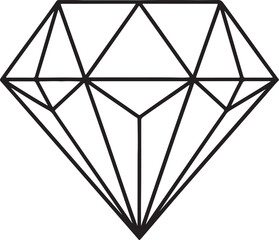 diamond line art, black outline, vector and illustration, line art and outline