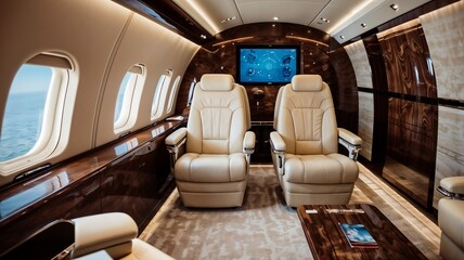 Obraz premium interior in the modern business jet.ai generative