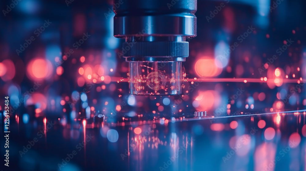 Poster precision at work: a cutting-edge view into the high-tech precision machining process, with an indus