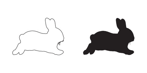 Modern Running Rabbit Silhouette - Stylish Bunny Drawing - Speed-Inspired Rabbit Vector - Rabbit Icon
