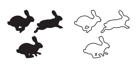 Unique Running Rabbit Silhouette - Artistic Bunny Motion Design - Rabbit Vector - Rabbit Icon

