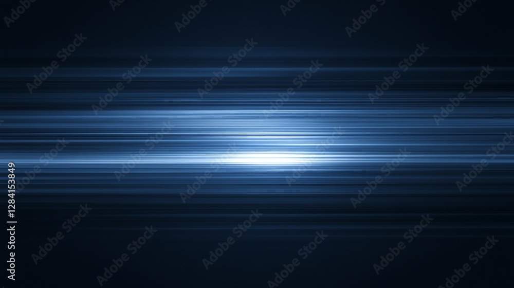 Poster abstract blue lines move horizontally across a dark background for graphic design use