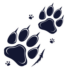 Black Bear Paw Print Vector Illustration with Claws
