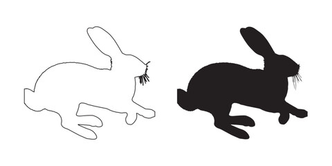 Minimalist Running Rabbit Silhouette - Smooth and Elegant Bunny Outline - Rabbit Vector - Rabbit Icon
