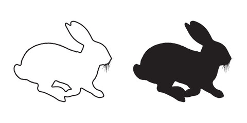 Minimalist Running Rabbit Silhouette - Sharp Bunny Artwork - High-Quality Rabbit Vector - Rabbit Icon
