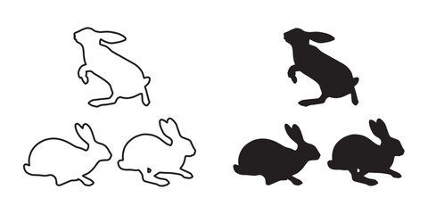 Simple Running Rabbit Silhouette - Clean Bunny Motion Design - Minimalist Rabbit Vector - Rabbit Icon
